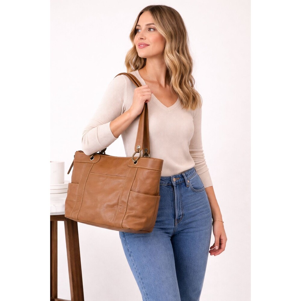 Leather Purse Great American Leather Works Handbag 100% Cow Hide Brown Western